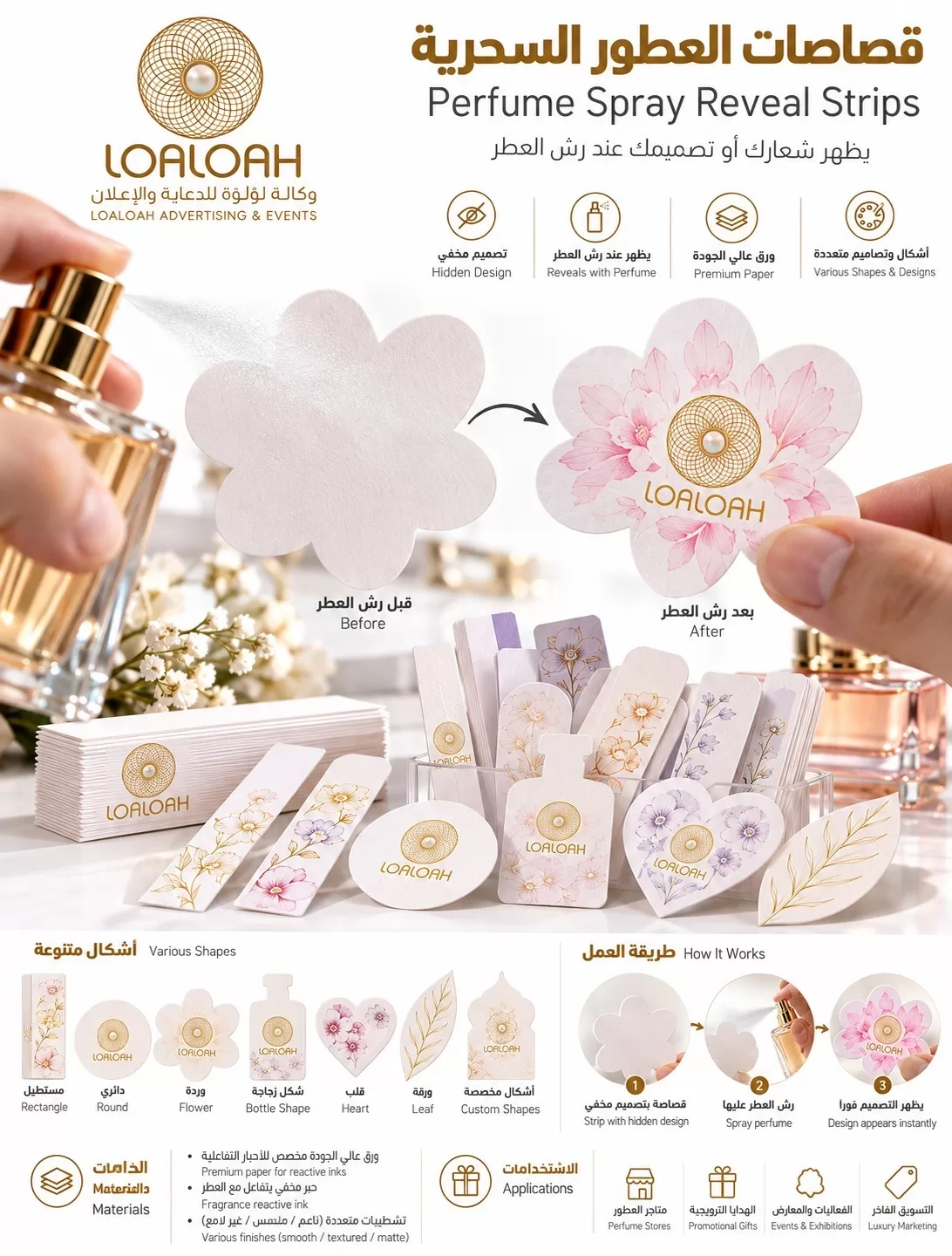 صورة 2 من قصاصات العطور السحرية بالحبر المخفي | Perfume Spray Reveal Strips: